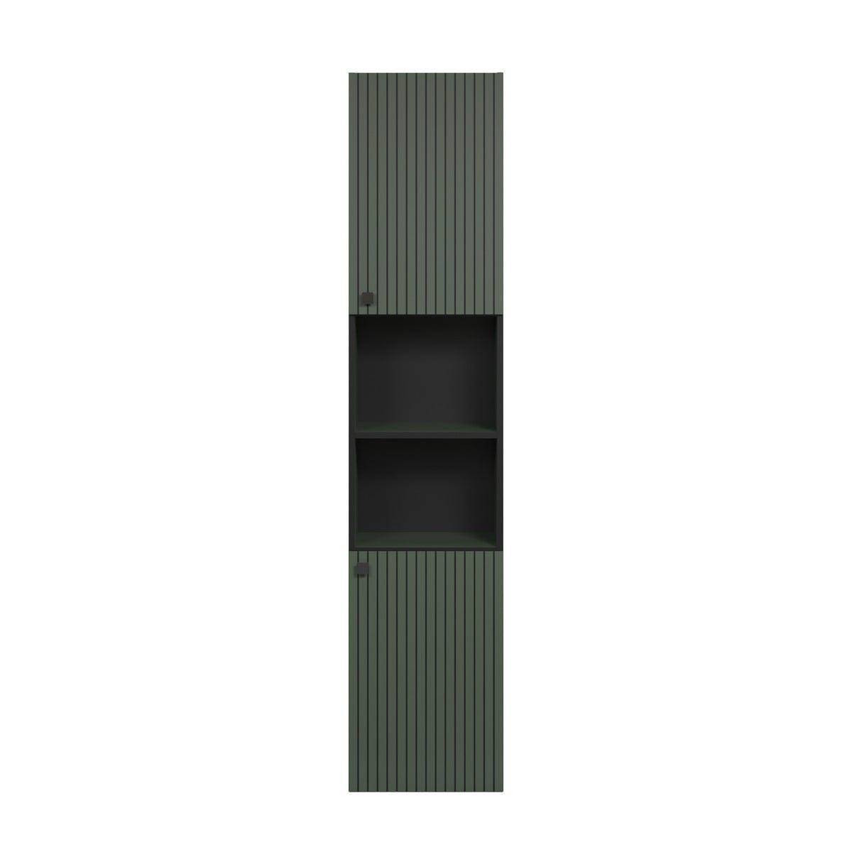BADEZIMMERSÄULE mit Rillen, 2 Türen und 2 Fächern - purebliss 112/15/44,5 cm - Grün, Holzwerkstoff (40/186/31cm) - Trendteam