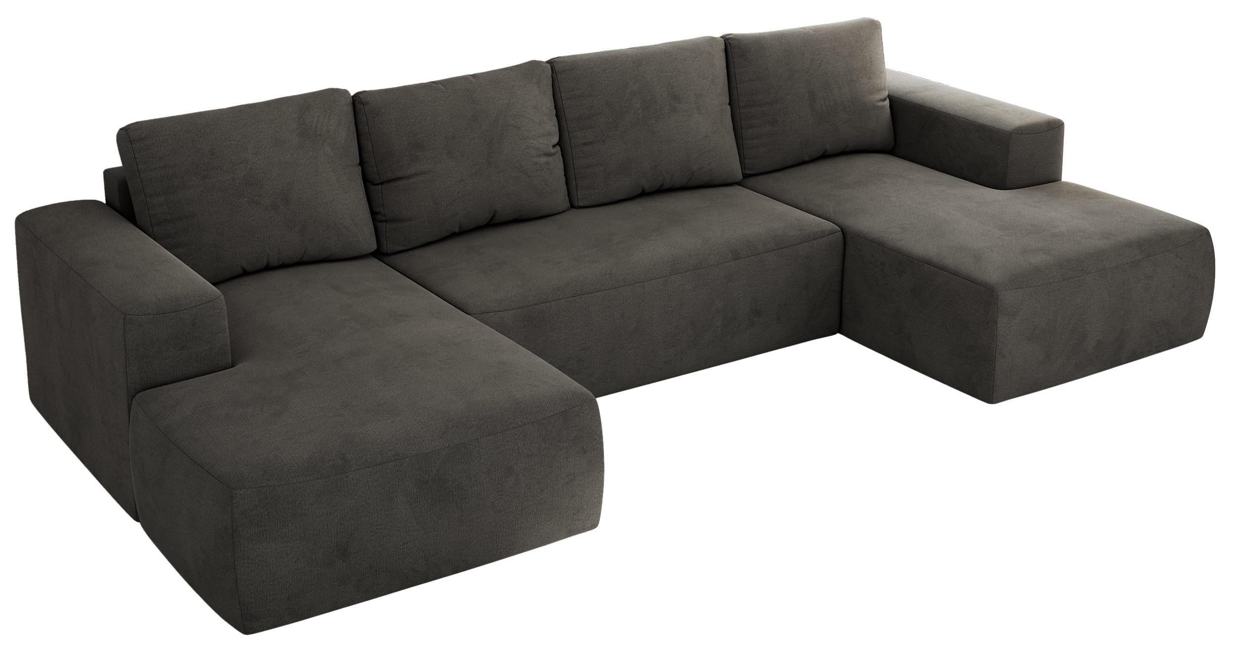 WOHNLANDSCHAFT TRENTINO U Dunkelgrau Velvet - Dunkelgrau/Schwarz, Kunststoff/Textil (334/91/163cm) - MKS