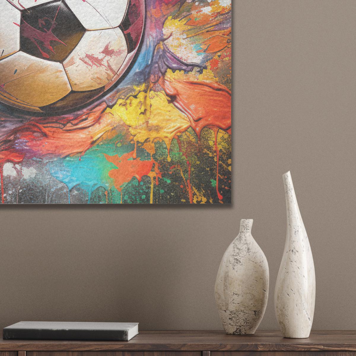 AKUSTIKBILD Fußball - Farbe - Farben - Schwarz - Weiß Wandbilder 60x60 cm - Weiß, Kunststoff (60/60/0.9cm) - MuchoWow