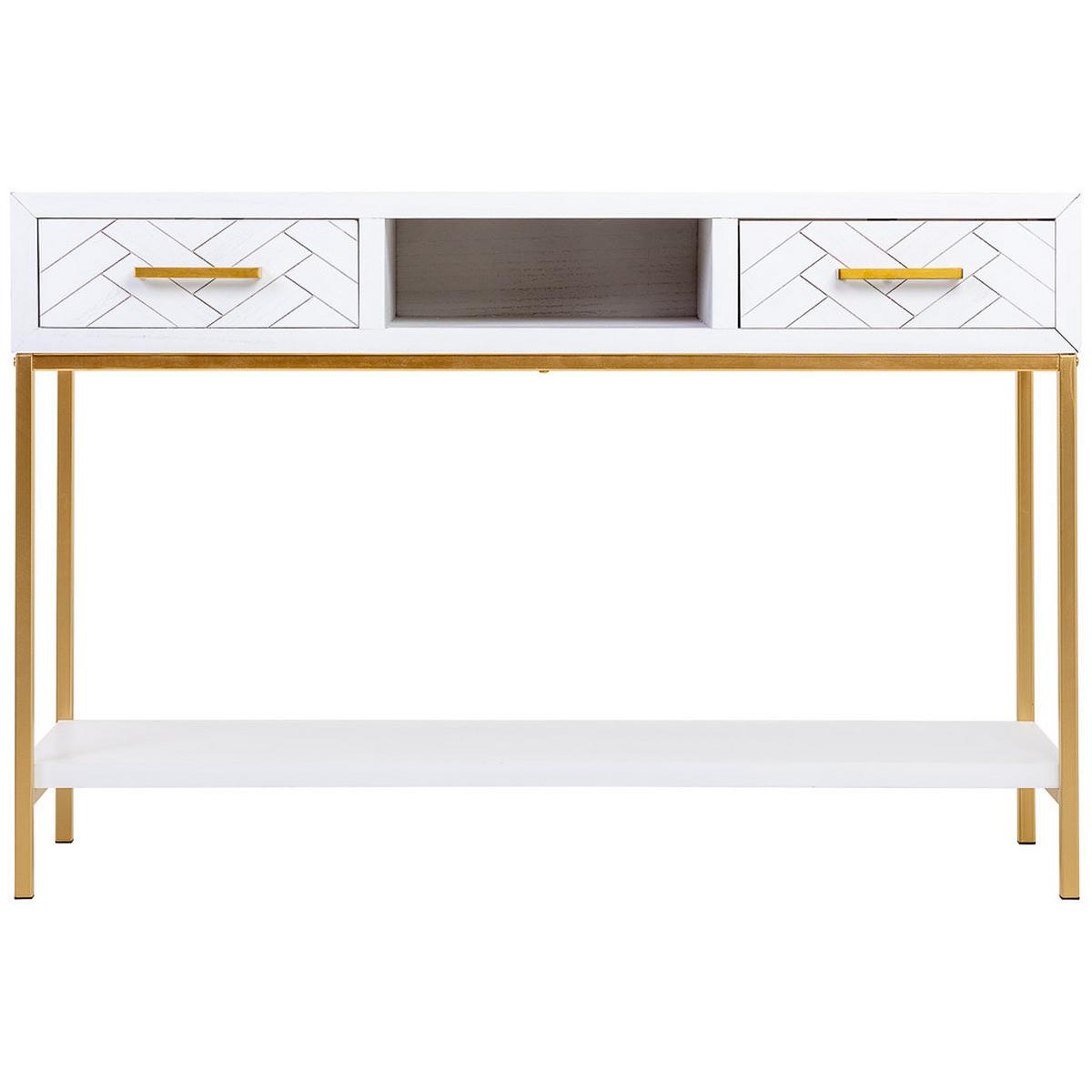 KONSOLENTISCH aus Metall und Holz, 120x40x69cm - Weiß, Holz (40/120/69cm) - Wanderlust