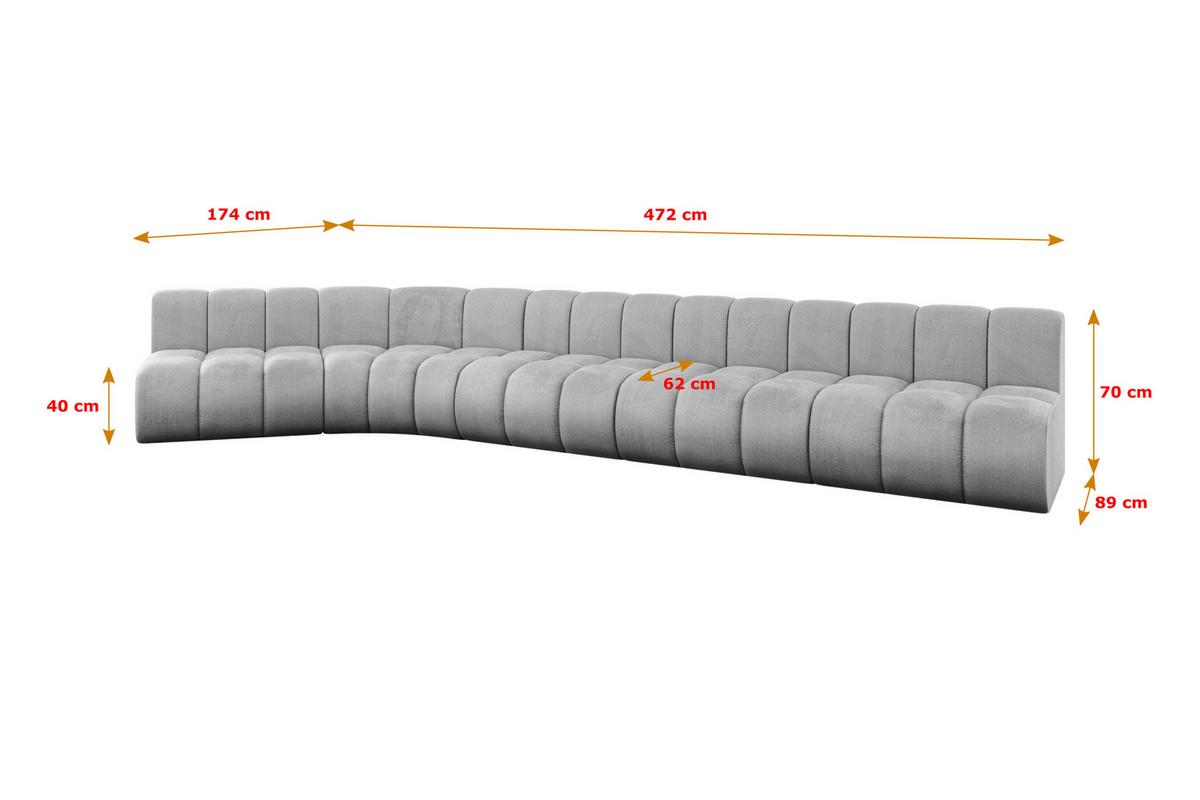 ECKSOFA modulares Sofa Montra-L3 - 472x174x70 cm Grau - Hellgrau, Holzwerkstoff/Textil (472/174cm) - ALTDECOR