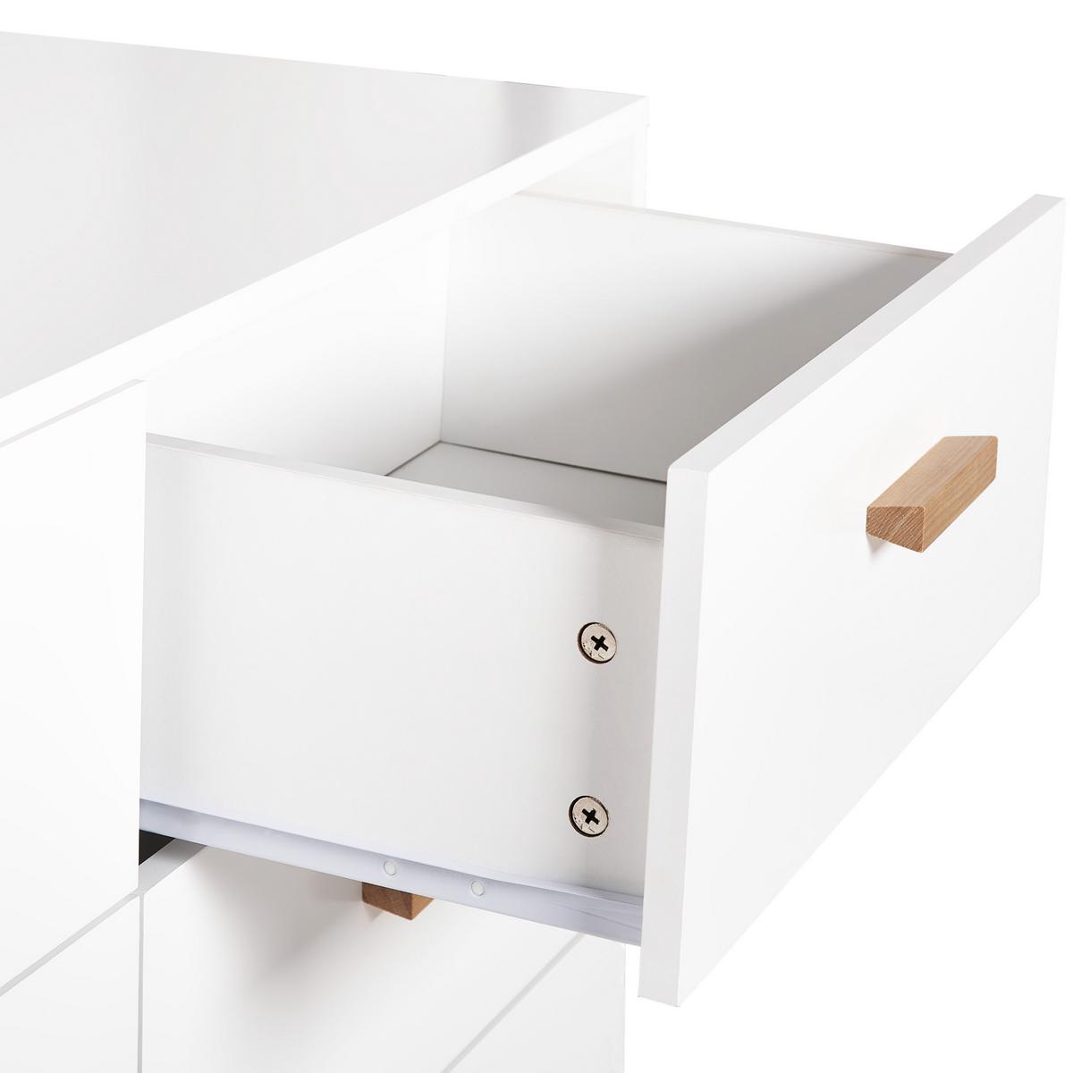 KOMMODE mit 6 Schubladen Weiß Newark - Weiß, Holzwerkstoff (100/80/39cm) - Beliani