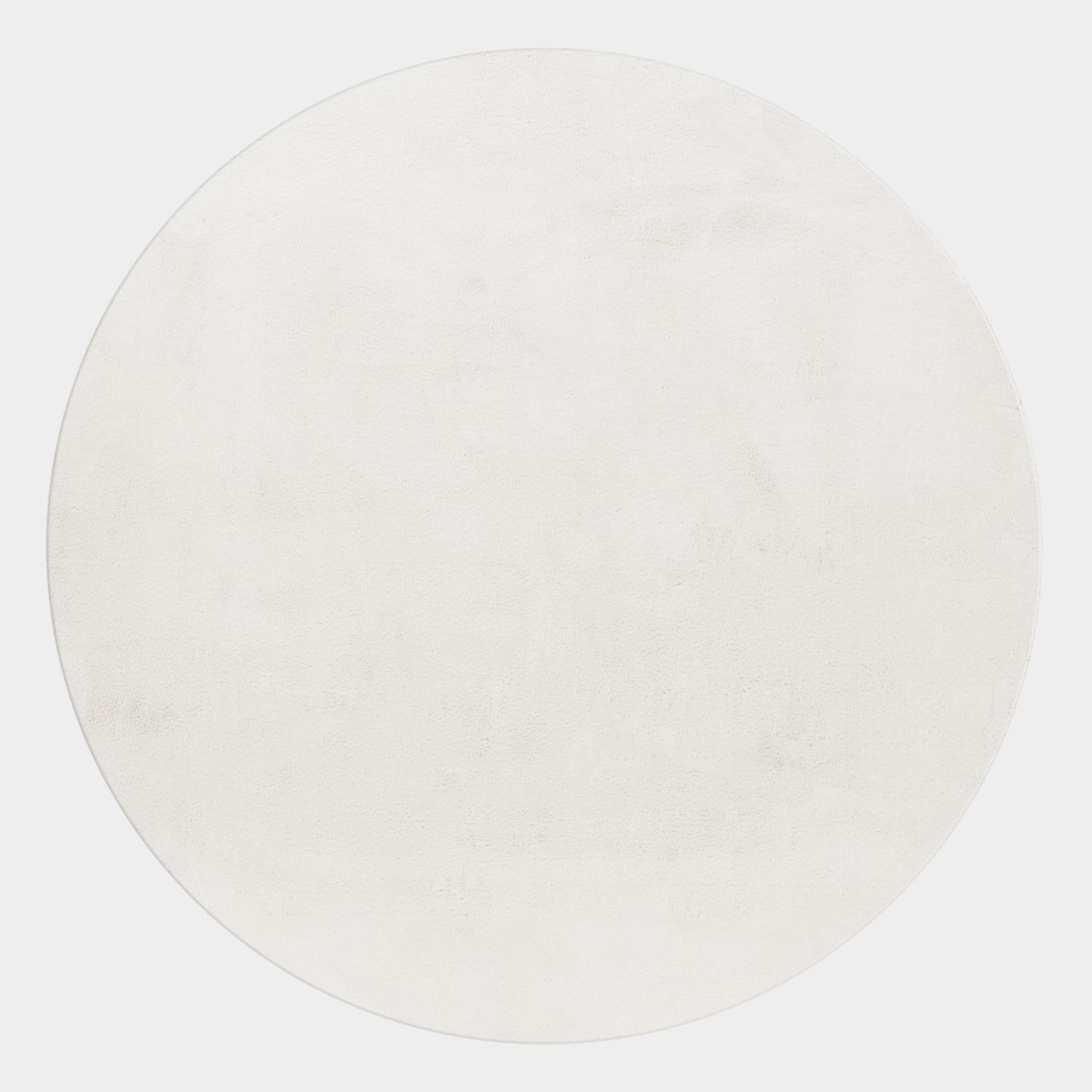 KURZFLORTEPPICH Waschbar NECKAR, einfarbig, aus Polyester, Creme, Ø 120 cm - Beige, Textil (120/120cm) - KADIMA DESIGN