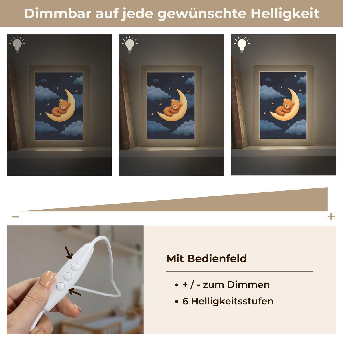 NACHTTISCHLAMPE Teddybär - Mond - Wolken - Sterne 15x20 cm - Dunkelblau, Holzwerkstoff (8/15/20cm) - OnlyWow