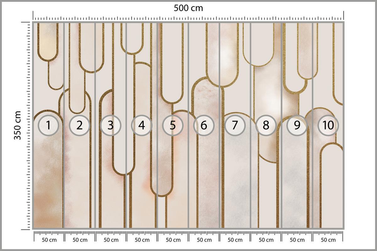 FOTOTAPETE für Wohnzimmer Abstraktion Art Deco 500x350 - Beige/Rosa, Papier (500/350cm) - Muralo
