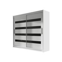KLEIDERSCHRANK London XI - Silberfarben/Weiß, Holzwerkstoff/Kunststoff (180/215/58cm) - MIRJAN24