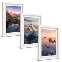 BILDER SET 3er Set - 20x30 cm Weißer Rahmen - Berglandschaften im Hintergrund - Weiß, Kunststoff (20/30cm) - TULUP