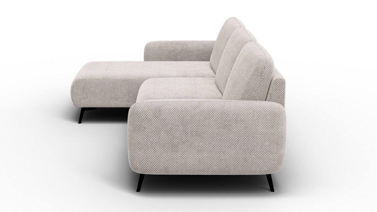 ECKSOFA FEBE 4-Sitzer links, beige - Beige/Schwarz, Holz/Textil (264/157cm) - Wozimo