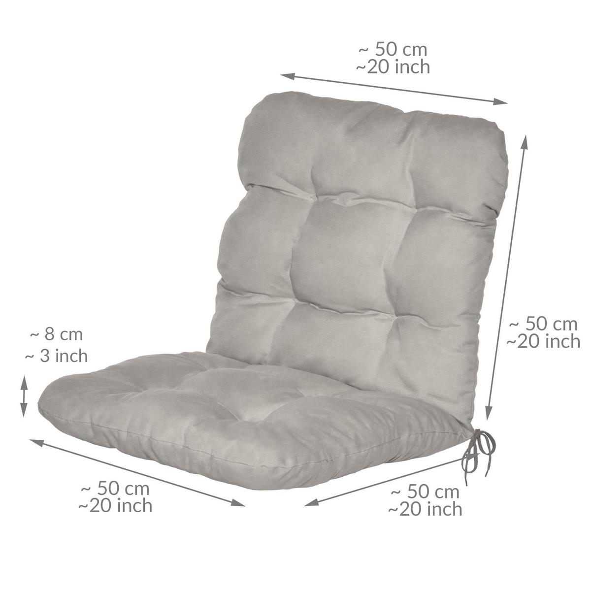 NIEDERLEHNERAUFLAGE Flair NL 100/50/8cm Hellgrau (4tlg) - Hellgrau, Textil (50/8/100cm) - Beautissu 