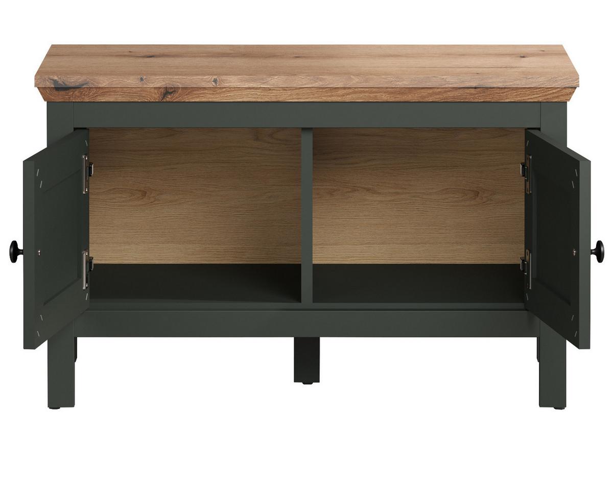 GARDEROBENBANK grün, Evoke Eiche Landhaus 77 x 48 cm, Sitzbank mit Stauraum - Eichefarben/Schwarz, Holzwerkstoff/Kunststoff (77/48/39cm) - Top.Furn