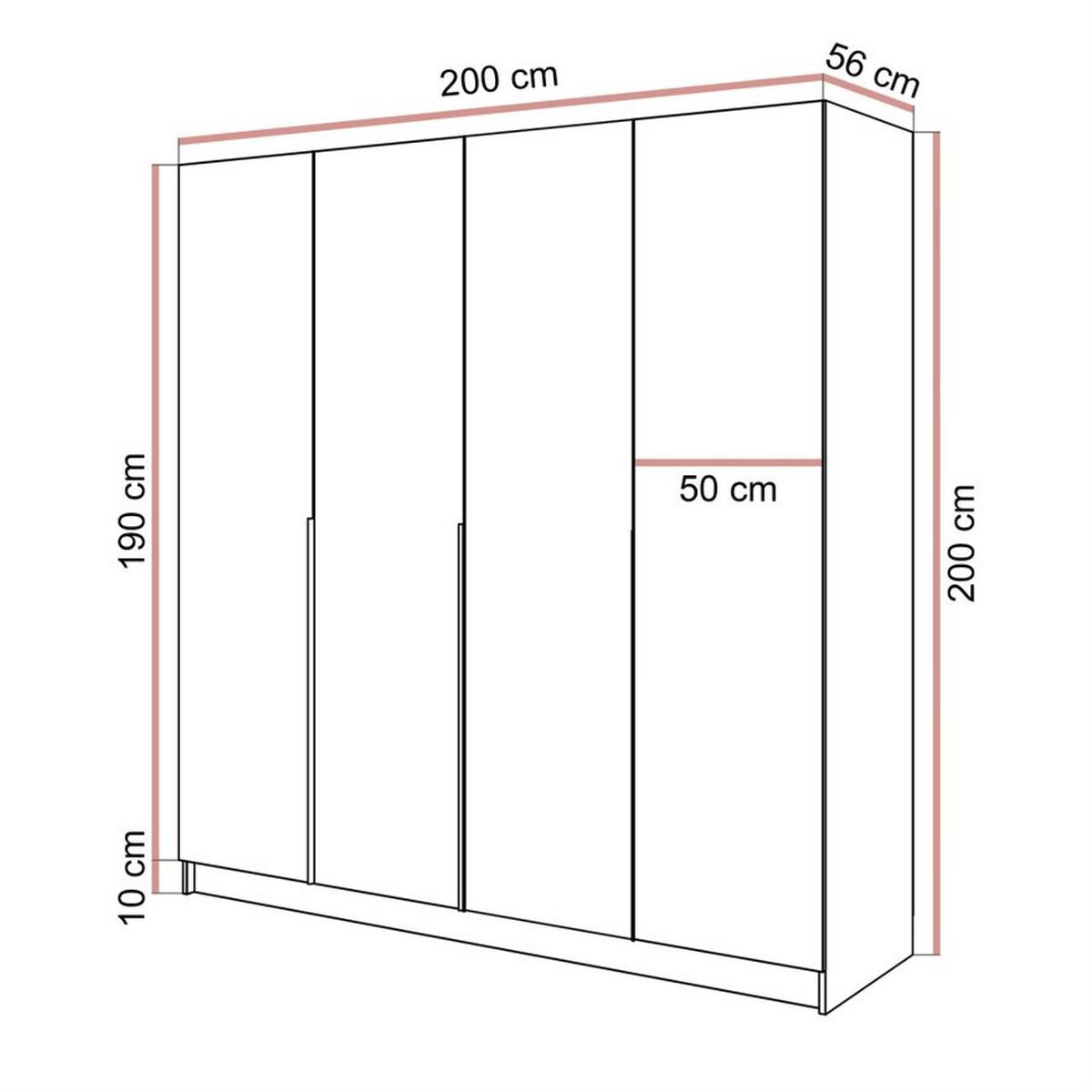 VIERTÜRIGER Kleiderschrank SAVAGE 4D Kaschmir - Kaschmir, Holzwerkstoff (200/200/56cm) - Lookway