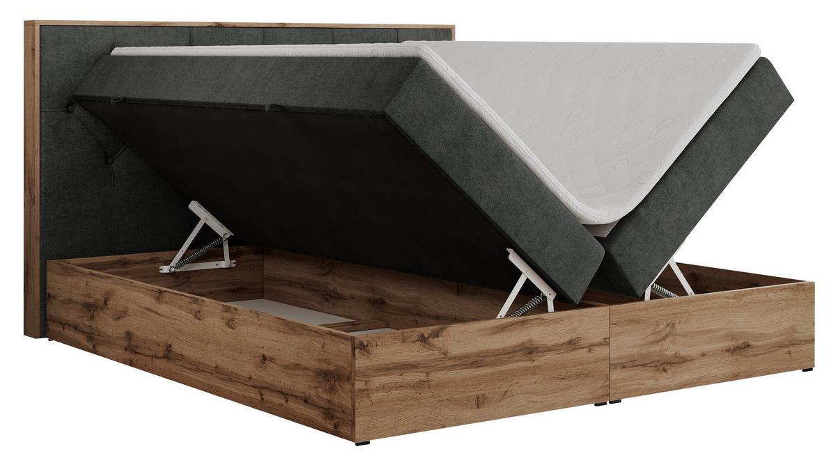 BOXBETT VENETO 140/200 Dunkelgrau Struktur - H3 - Dunkelgrau, Holz/Textil (140/200cm) - MKS