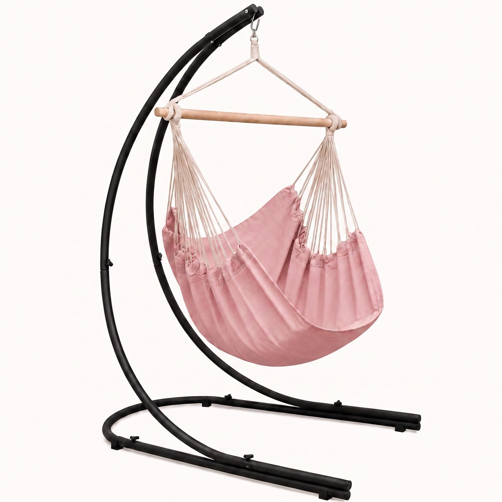 XXL-HÄNGESESSEL inkl. Gestell, 210 cm, Rosa - Rosa, Textil (140/210/160cm) - Amanka
