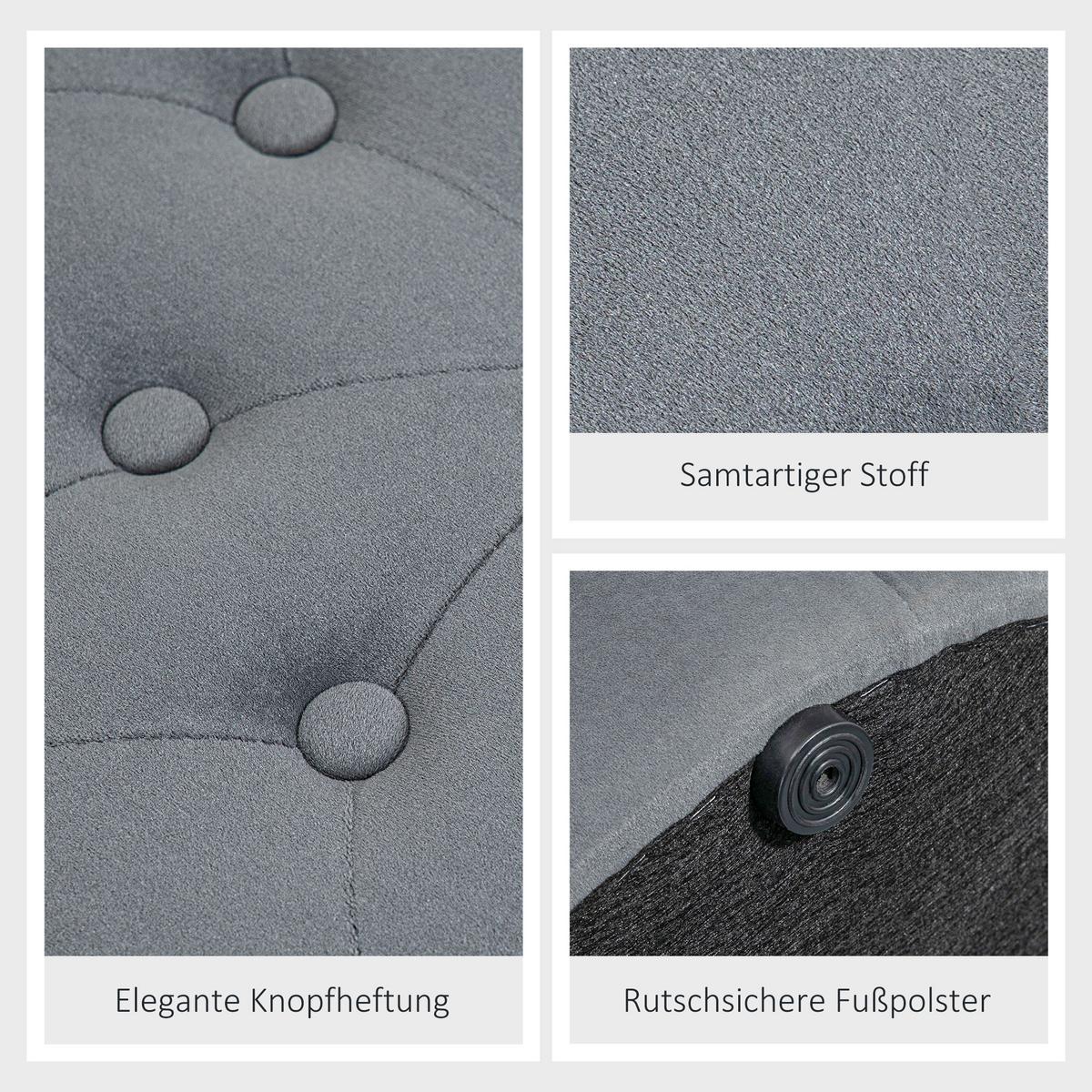 SITZHOCKER, Polsterhocker, Grau - Grau, Kunststoff (60/40/60cm) - HOMCOM