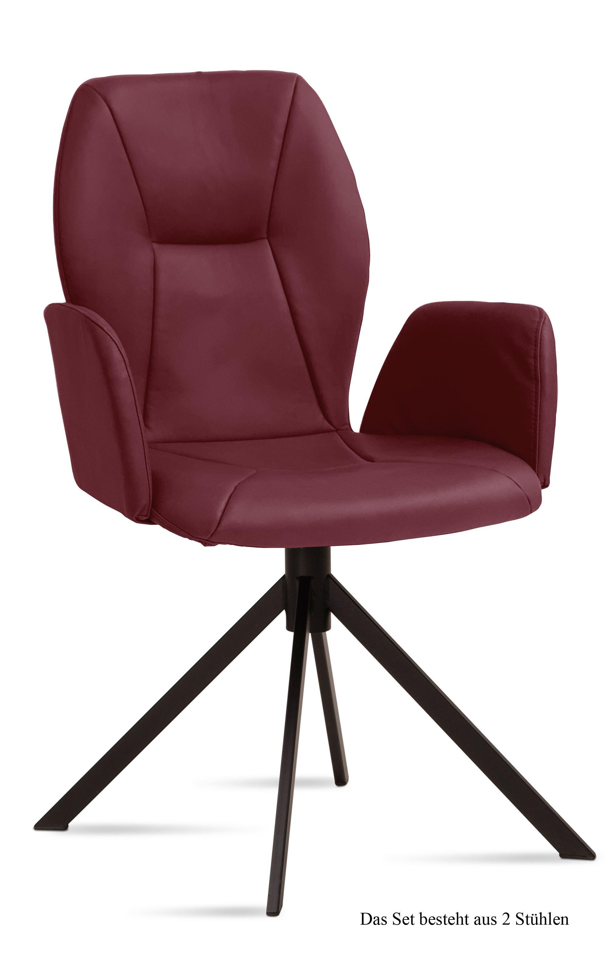 ARMLEHNSTUHL (2er-Set) Davita 58x92x60 Schwarz/Marsala - Brombeere/Schwarz, Kunststoff (60/92/58cm) - 58aufmkessel