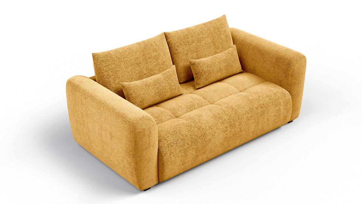 SOFA SORENO 3-Sitzer, gelb - Gelb/Schwarz, Holz/Textil (214/94/114cm) - Wozimo
