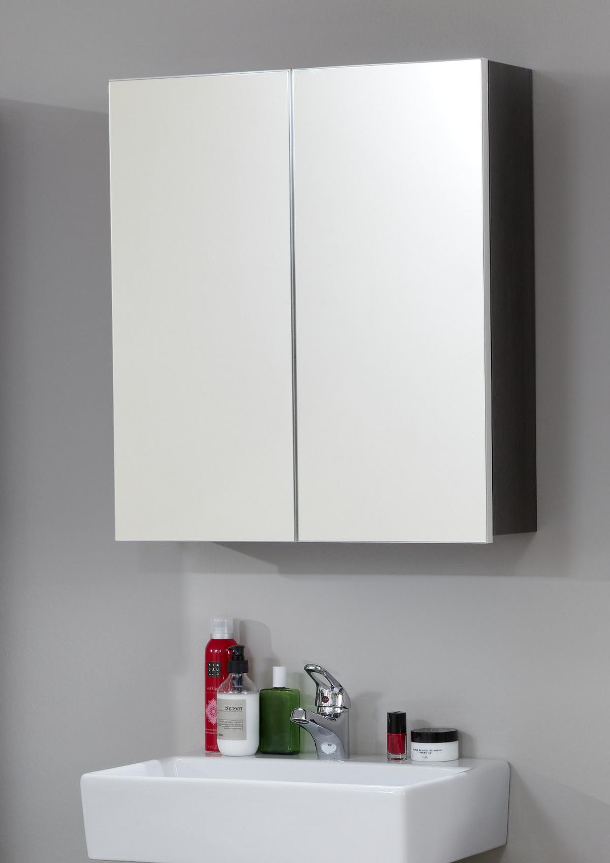 SPIEGELSCHRANK grau Rauchsilber, Badschrank 2-türig 60 x 67 cm - Grau, Glas/Holzwerkstoff (60/67/18cm) - Top.Furn
