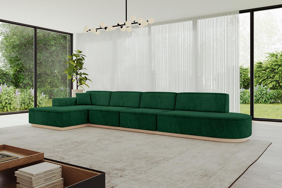 ECKSOFA Ottomane Links IREA-L3 - 413x171x83 cm Grün - Grün, Holzwerkstoff/Textil (413/171cm) - ALTDECOR