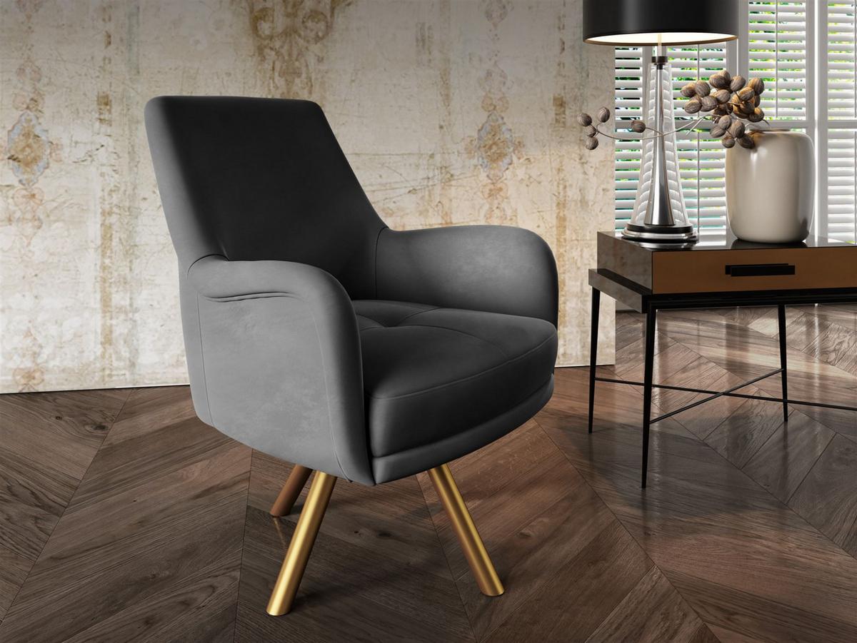 SOFASET Valerie 3-2 Und Drehsessel - Anthrazit, Holzwerkstoff/Textil (228/79/90cm) - Fun Möbel