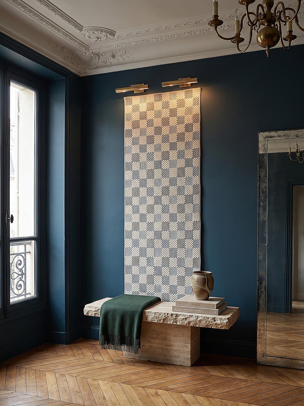 TEPPICHLÄUFER waschbar AFTON, Schachbrettmuster, Natur-Blau, 80 x 230 cm - Beige, Textil (80/230cm) - KADIMA DESIGN