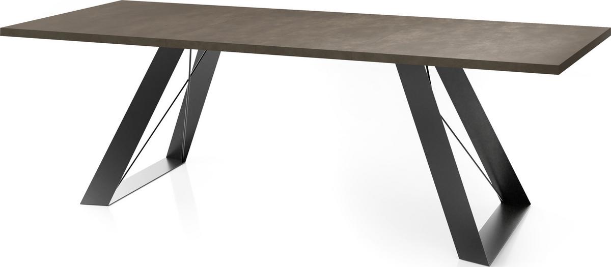 ESSTISCH Colter rechteckig ausziehbar, Dunkelgrauer Chicago Beton 140-240/80/76 cm - Dunkelgrau/Schwarz, Holzwerkstoff/Metall (80/240/76cm) - WFL GROUP