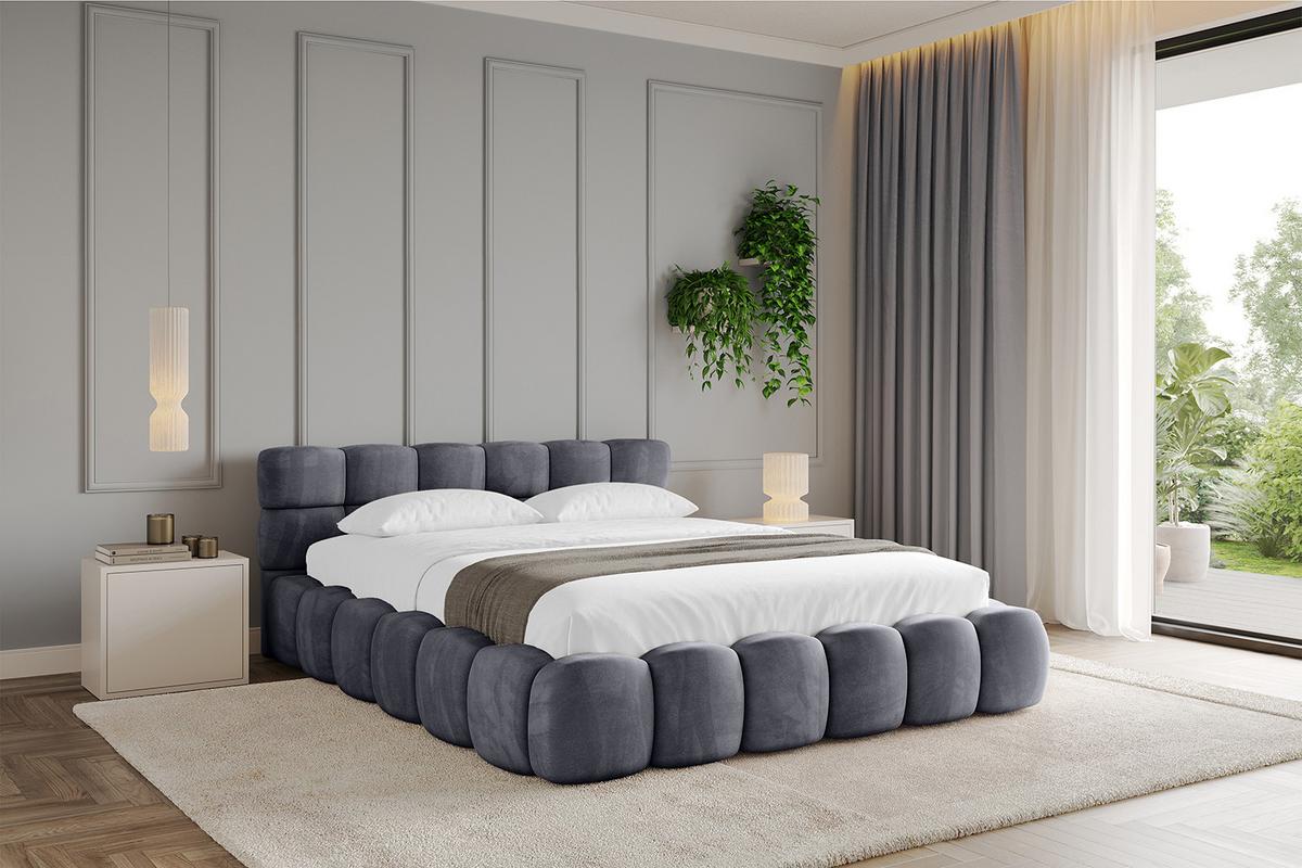 POLSTERBETT mit Bettkasten und Lattenrost, Boxbett ohne Matratze - LEYA-v1 180x200 Dunkelgrau - Dunkelgrau, Holzwerkstoff/Textil (180/200cm) - ALTDECOR