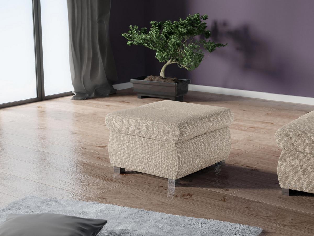 POLSTERHOCKER Bangkok Klein - Silberfarben/Mokka, Holz/Kunststoff (60/39/60cm) - MIRJAN24