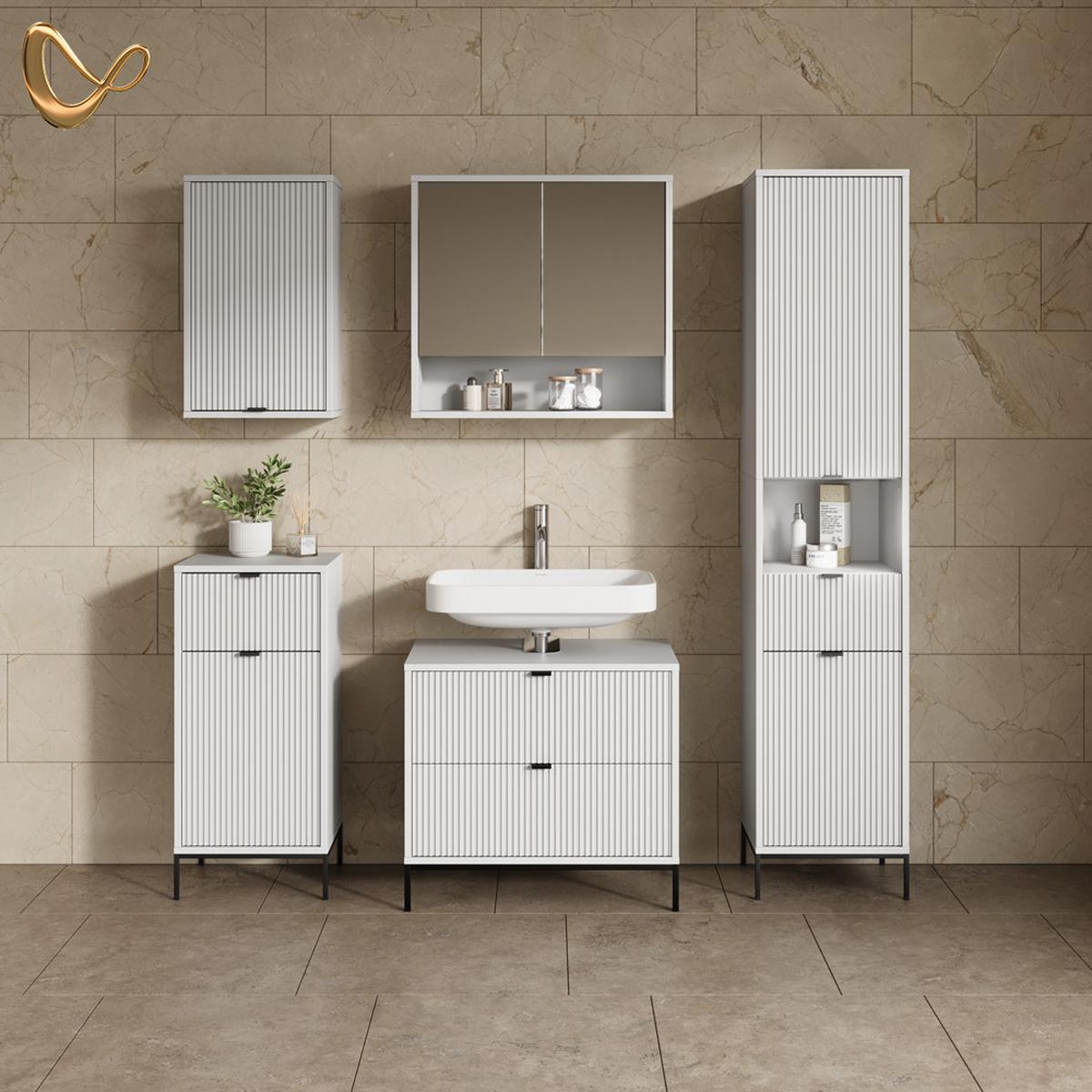 WASCHBECKENUNTERSCHRANK Aterno Weiß 70 x 63 cm mit 2 ausziehbaren Schubladen - Weiß, Holzwerkstoff (70/63/45.1cm) - Livinity®