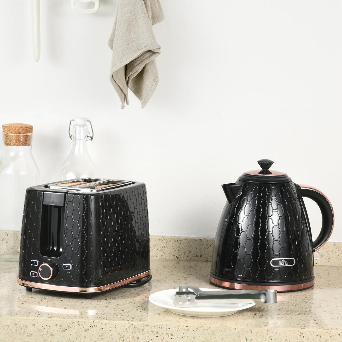 KOCHER-TOASTER-SET 2er Set Kunststoff Stahl Schwarz - Schwarz, Kunststoff (19.5/23.4/24.2cm) - HOMCOM