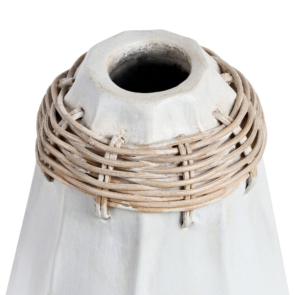 DEKOVASE Terrakotta weiß Kampar - Weiß, Stein (30cm) - Beliani