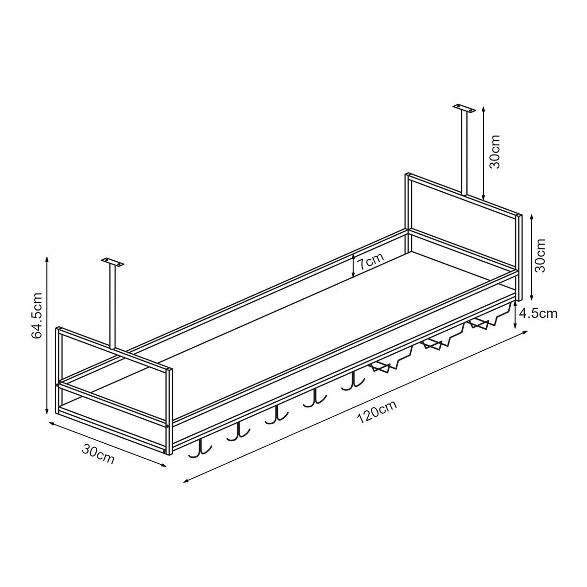 WEINREGAL Borejle - Walnussfarben/Schwarz, Holzwerkstoff/Metall (120/64.5/30cm) - [en.casa]