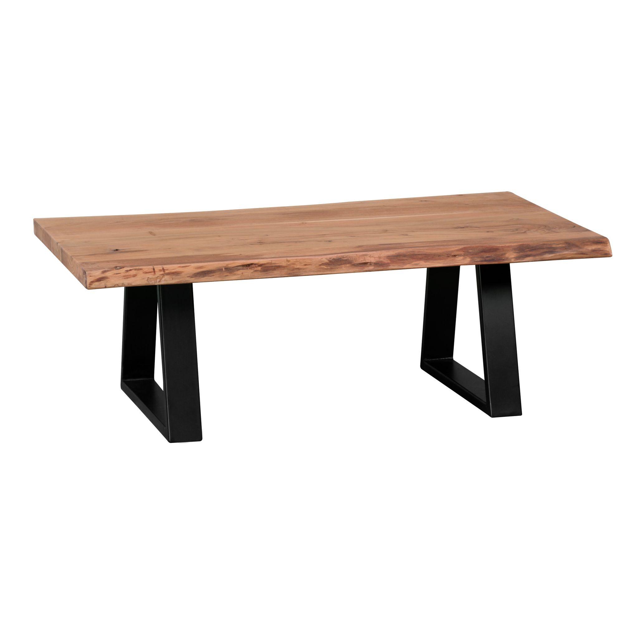 COUCHTISCH Akazie Massivholz Rechteckig Modern Handgefertigt Einzigartige Maserung - Beige/Schwarz, Holz/Metall (60/115/40cm) - KADIMA DESIGN