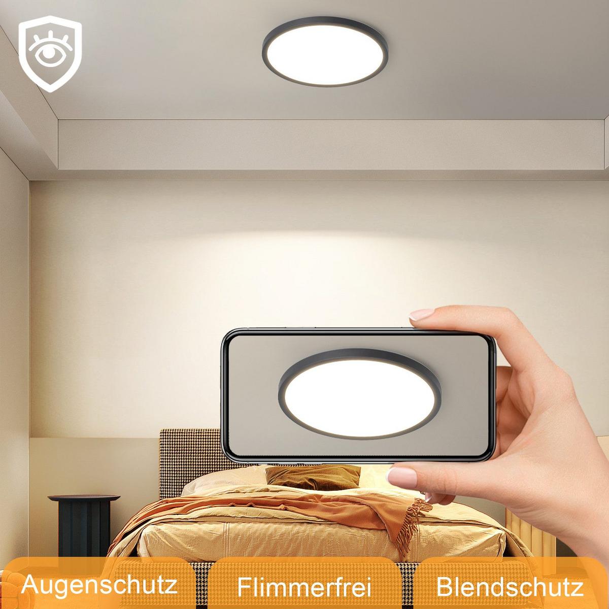LED-DECKENLEUCHTE Lynn 30/30/2.6cm - Schwarz, Kunststoff (30/30/2.6cm) - Nettlife