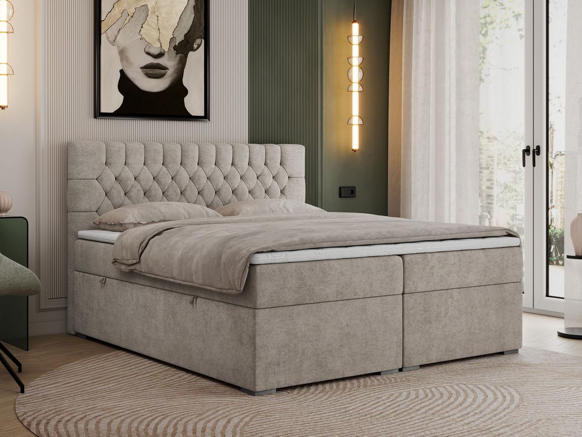 BOXBETT PERA 120/200 Beige Struktur - H3 - Beige, Holz/Textil (120/200cm) - MKS