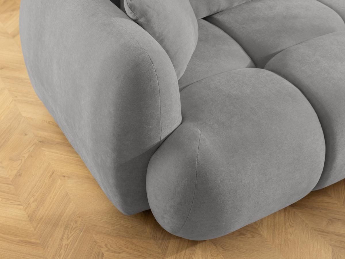 ECKSOFA Loretto aus natürlichem Grau Webstoff mit Schlaffunktion, Bettkasten und tiefen Steppungen in Bubble-Optik - Schwarz/Grau, Holz/Kunststoff (275/180cm) - S-Style