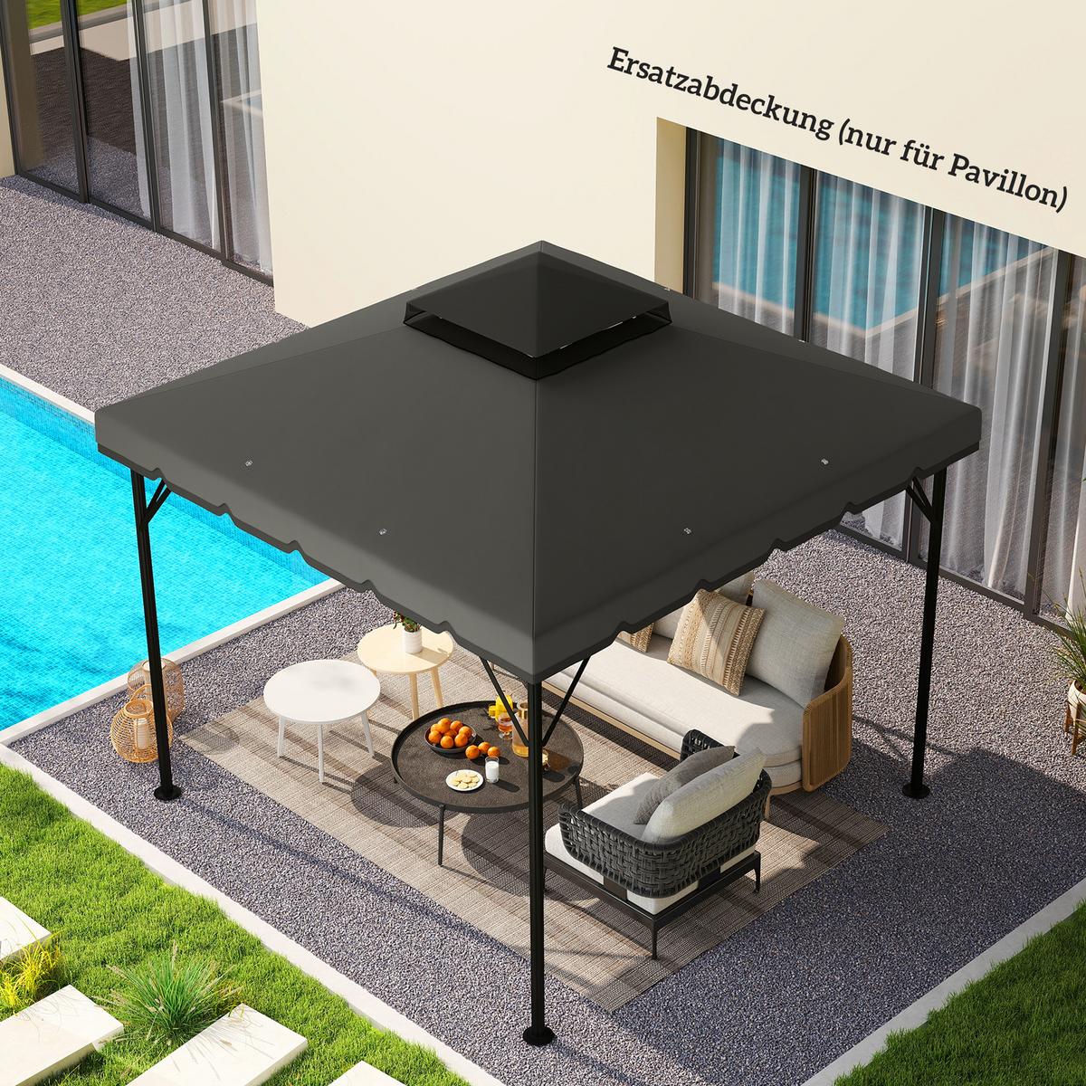 PAVILLON-ERSATZDACH Polyester Hellgrau Dunkelgrau - Dunkelgrau, Textil (300/1/300cm) - Outsunny