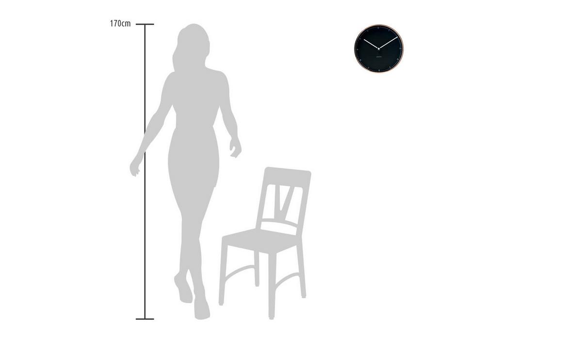 WANDUHR Design Schwarz 30/30 cm - Schwarz, Glas/Holzwerkstoff (30/30/5cm) - ONZENO