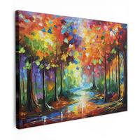 LEINWANDBILD Landschaft - Wald - Farben - Natur Wandbild 40x30 cm - Multicolor, Textil (40/30cm) - MuchoWow