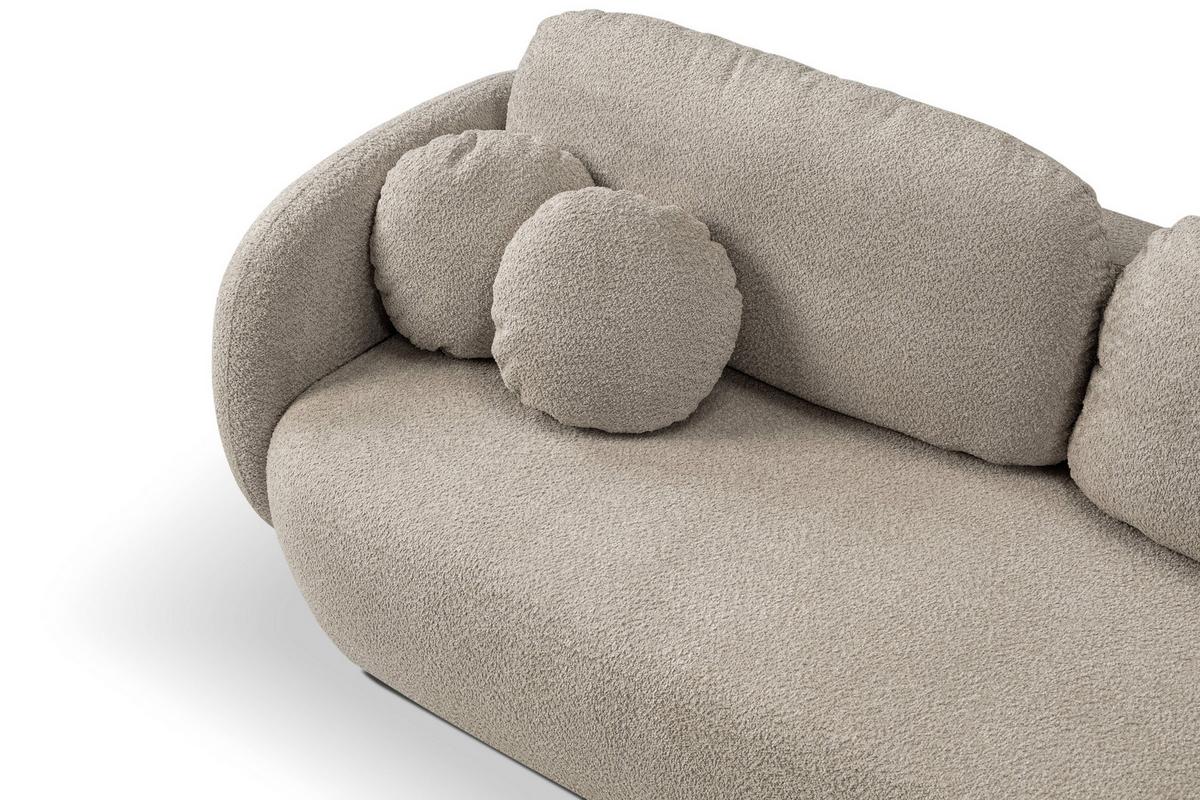 BETTSOFA AMICO Beige Bucle-Stoff mit Schlaffunktion - Beige, Holz (238/86.5/101cm) - MASSENO
