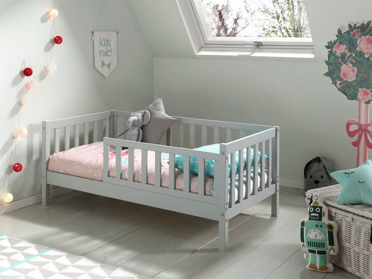 JUNIORBETT Karie 148x60x76 aus Massivholz in Grau - Grau, Holz (70/140cm) - 58aufmkessel