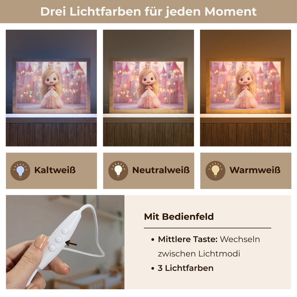 NACHTTISCHLAMPE Prinzessin - Rosa - Schloss 30x20 cm - Rosa, Holzwerkstoff (8/30/20cm) - OnlyWow