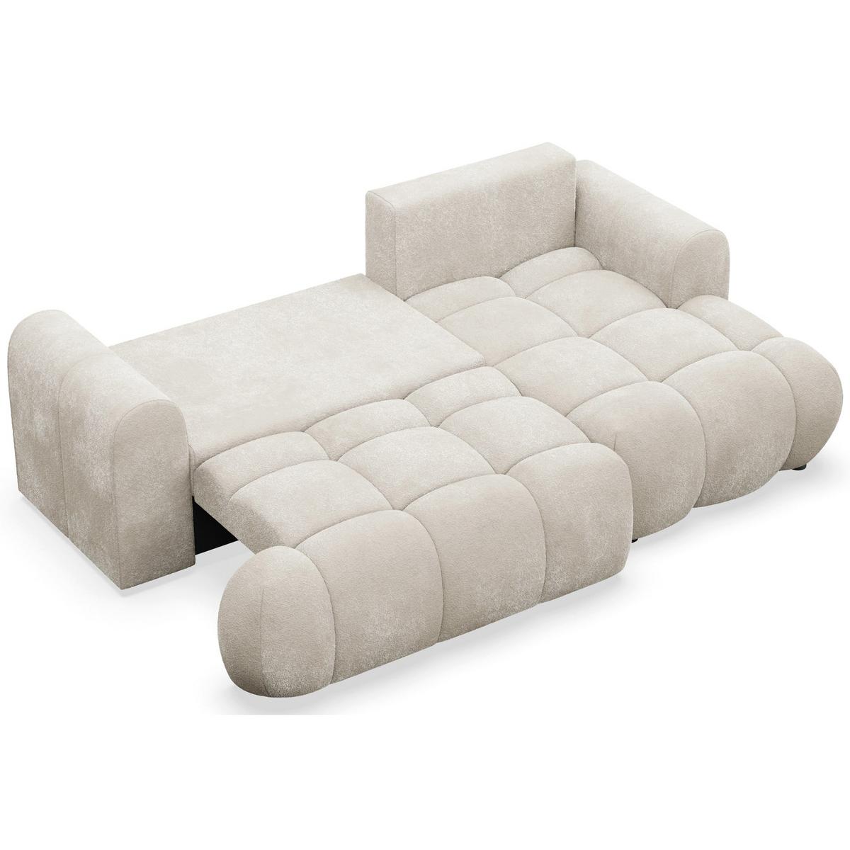ECKSOFA Ombo Mini, Creme Bouclé, rechtsseitig - Creme/Schwarz, Kunststoff/Textil (155/246cm) - Selsey