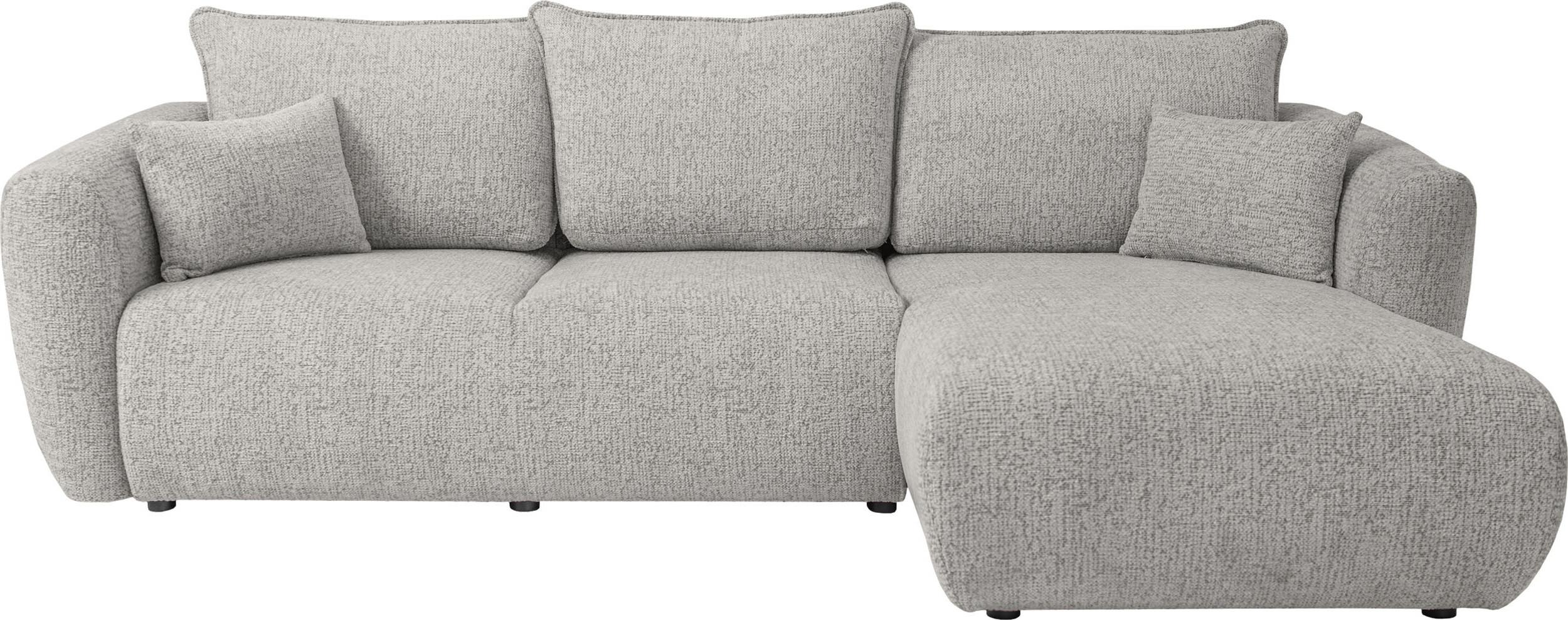 ECKSOFA Fabio mit Bettkasten, Strukturiert Grau 255/165/91 cm - Schwarz/Grau, Textil (255/165cm) - WFL GROUP