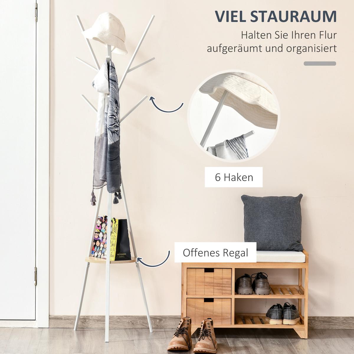 KLEIDERSTÄNDER - Weiß, Metall (45/180/45cm) - HOMCOM