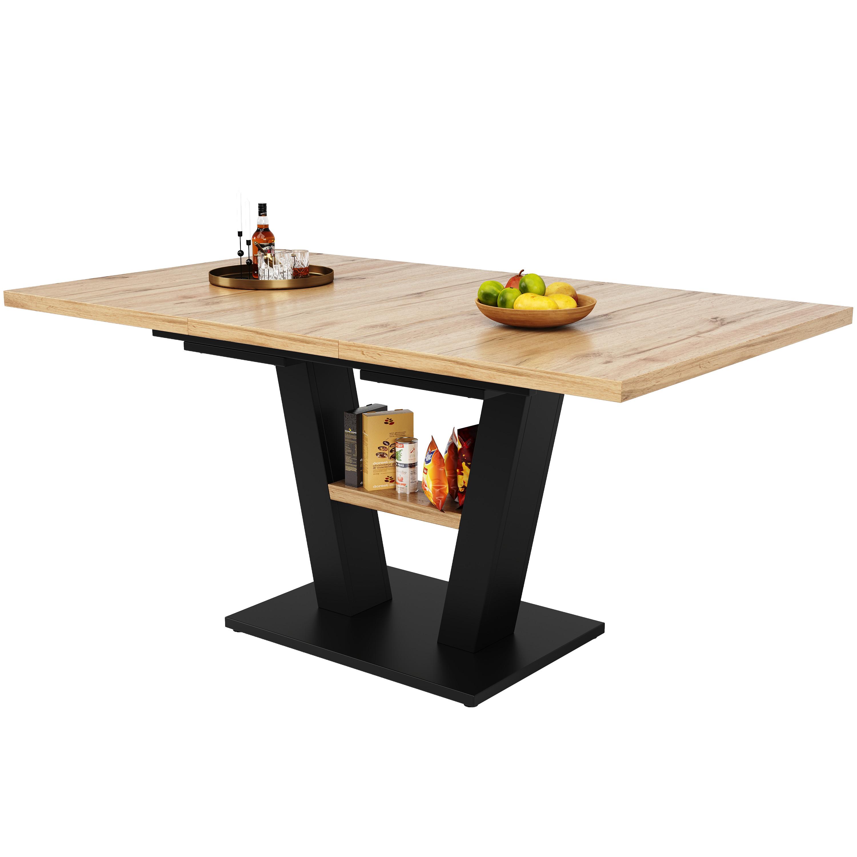 ESSTISCH Schwarzes und natürliches Holz 157/70/75 cm - Weiß, Holz/Metall (70/157/75cm) - Urban Meuble