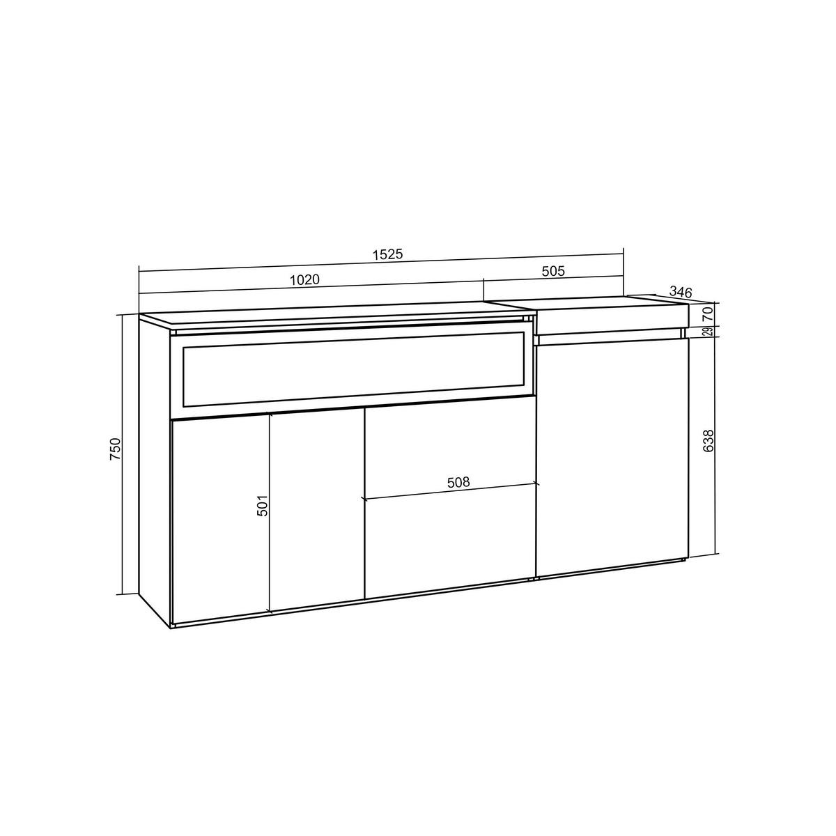 SIDEBOARD Elektrokamin, zementgrau, 150/35/75cm - Grau, Holzwerkstoff (150/75/35cm) - Skraut Home
