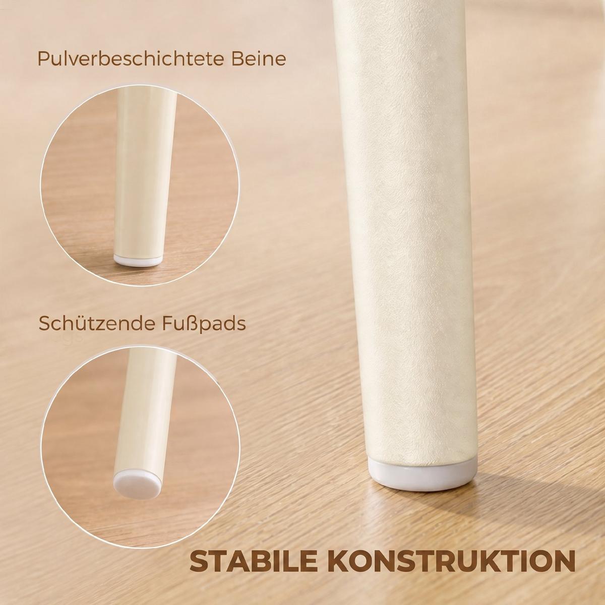 ESSZIMMERSTÜHLE Stoff in Leinenoptik Weiß - Creme, Textil/Metall (57/85/42cm) - HOMCOM