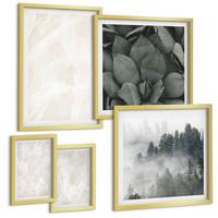BILDER SET 5er Set - 50x50 cm & 20x30 cm & 40x60 cm Goldrahmen - Steinpastellmarmor - Goldfarben, Kunststoff (40/60cm) - TULUP