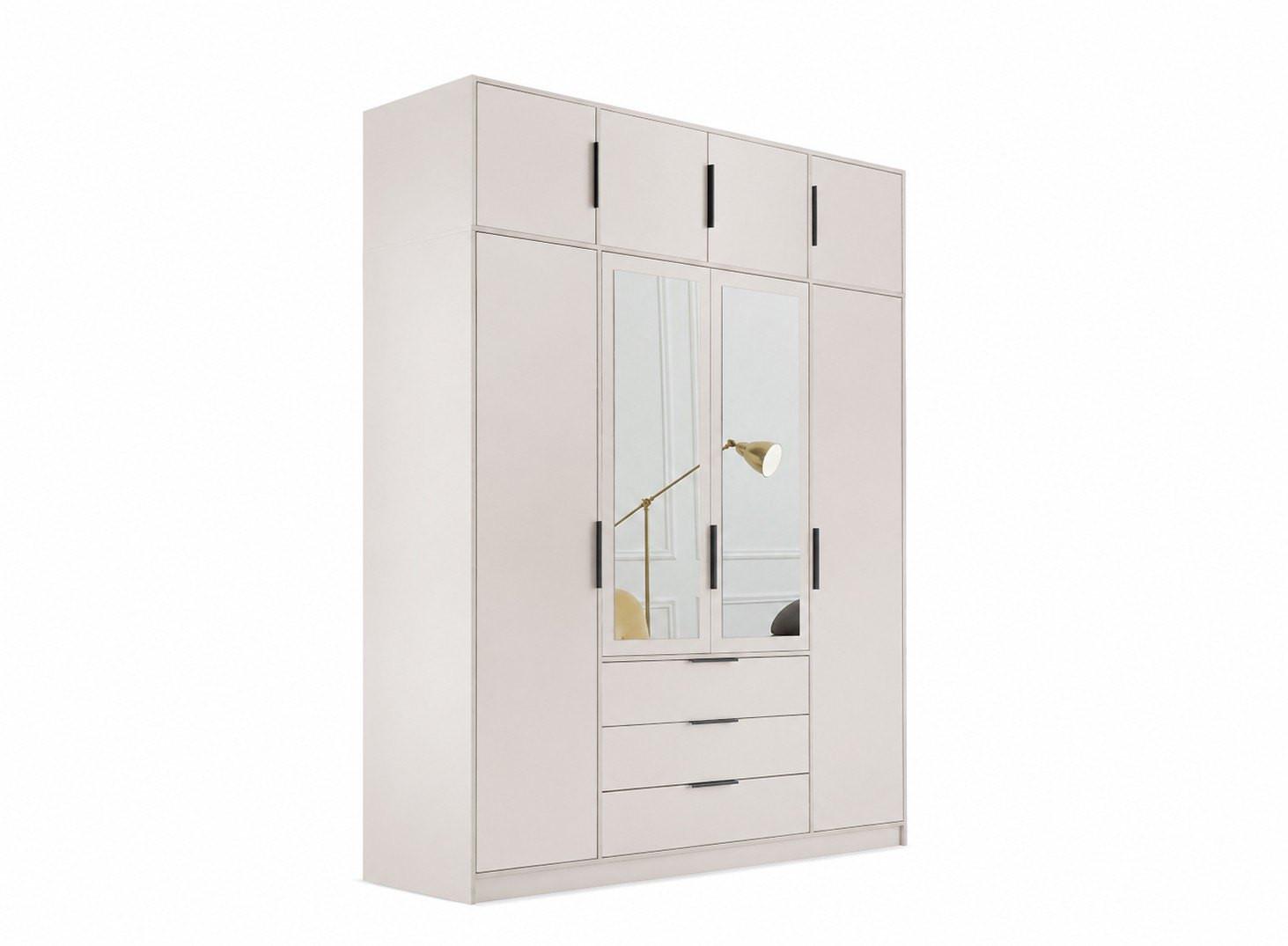 DREHTÜRENSCHRANK OBERON 196/200/57,5cm 4-türig mit Spiegel Kaschmir - Kaschmir, Holzwerkstoff (196/200/57.5cm) - MASSENO