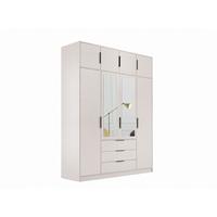 DREHTÜRENSCHRANK OBERON 196/200/57,5cm 4-türig mit Spiegel Kaschmir - Kaschmir, Holzwerkstoff (196/200/57.5cm) - MASSENO